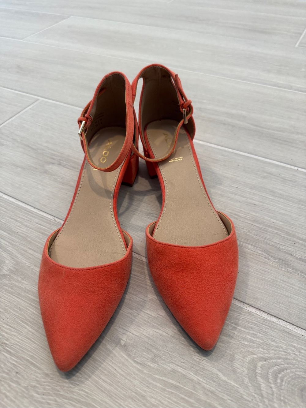 Aldo Coral Pointed Toe Ankle-Strap Block Heels